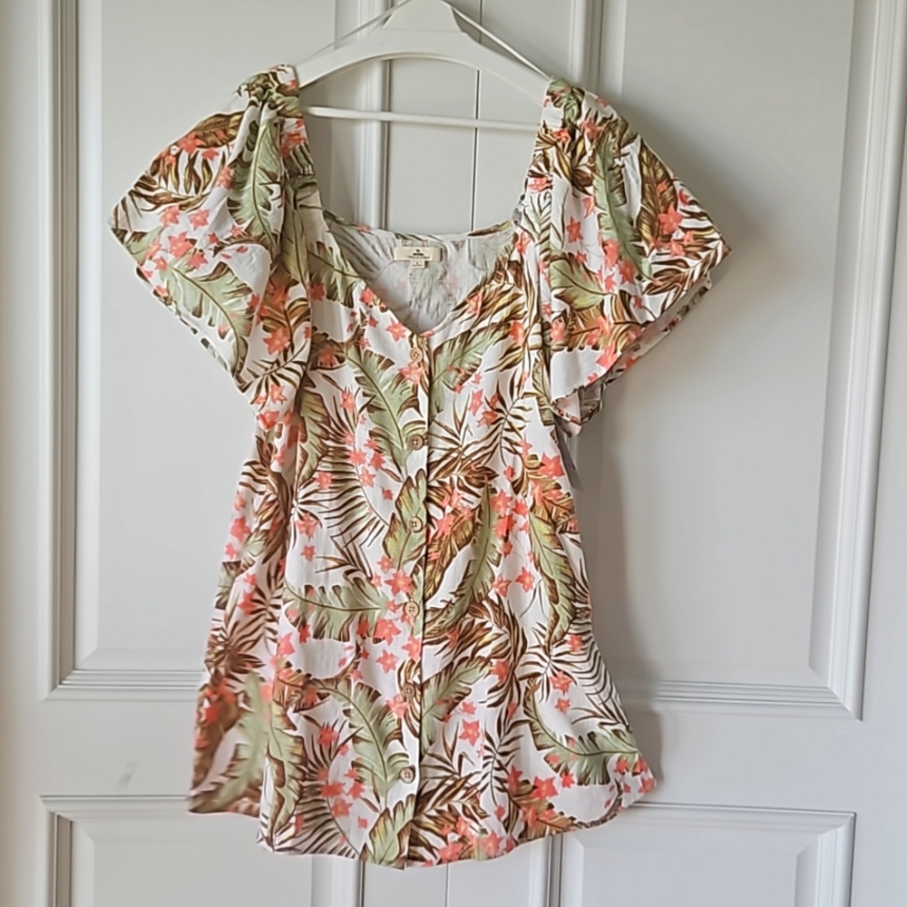 Tropical print dress or coverup